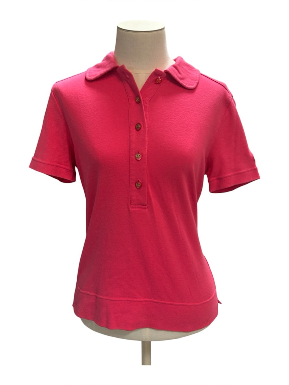 Tory Burch Pink Polo Shirt Womens Small Logo Buttons